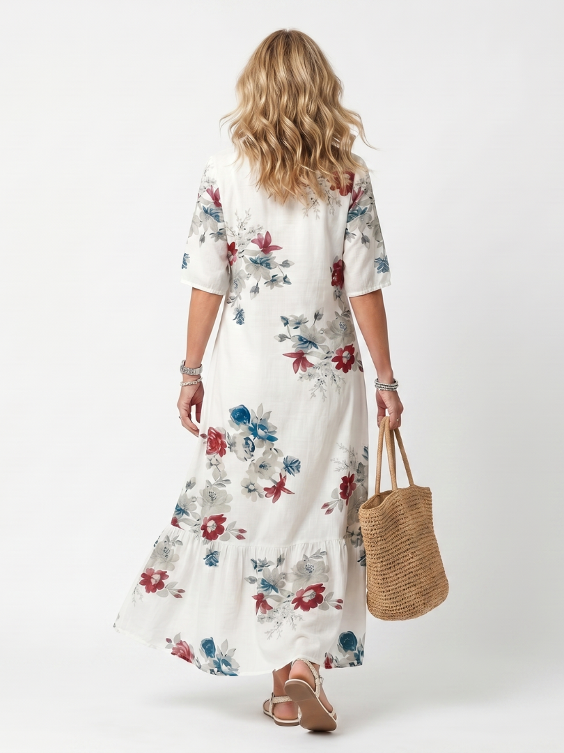 GAETANE - Scattered Floral Tassel-Tie Midi Dress