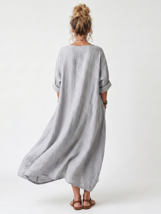 REINE - Contrast Panel Embroidered Midi Dress