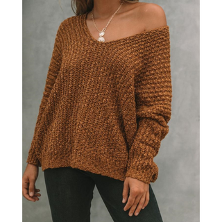 GABBY™ – Lightweight V-Neck Long Sleeve Drop Shoulder Sweater