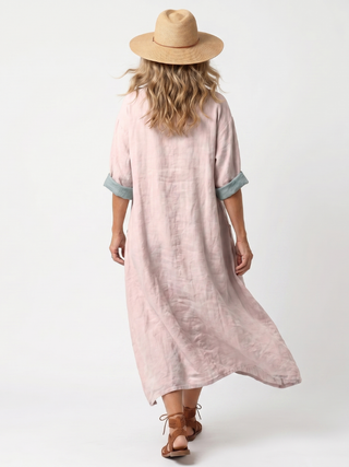 VIOLAINE - Embroidered Panel Pocket Midi Dress