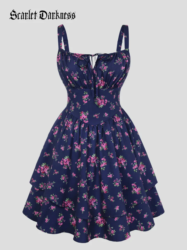 BERTHE™ - Summer Floral Puffy Corset Dress
