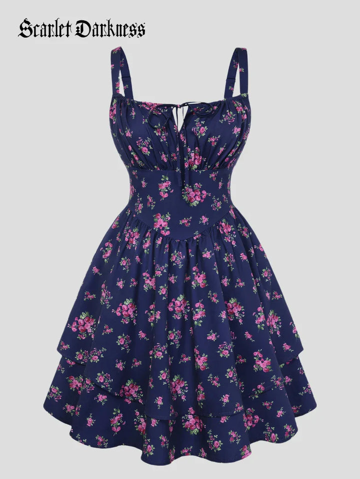 BERTHE™ - Summer Floral Puffy Corset Dress
