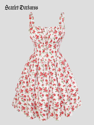 BERTHE™ - Summer Floral Puffy Corset Dress