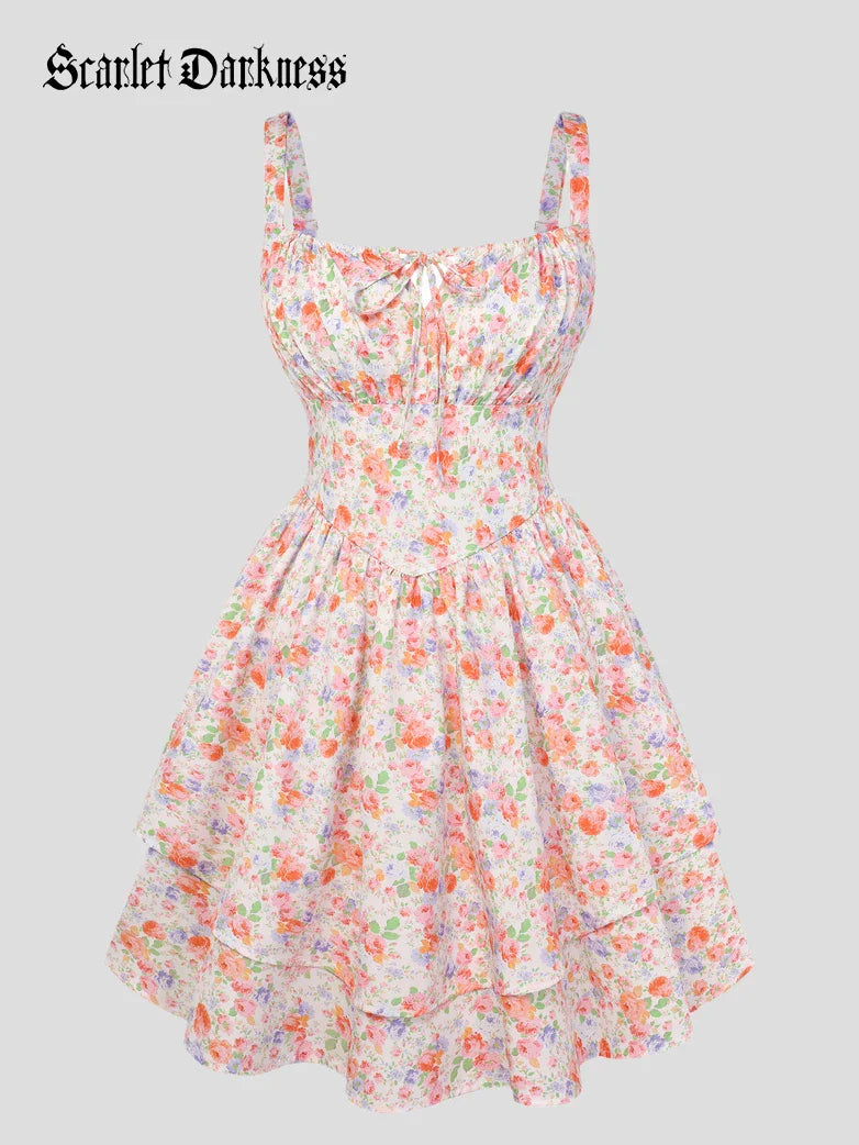 BERTHE™ - Summer Floral Puffy Corset Dress