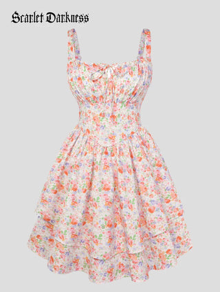 BERTHE™ - Summer Floral Puffy Corset Dress