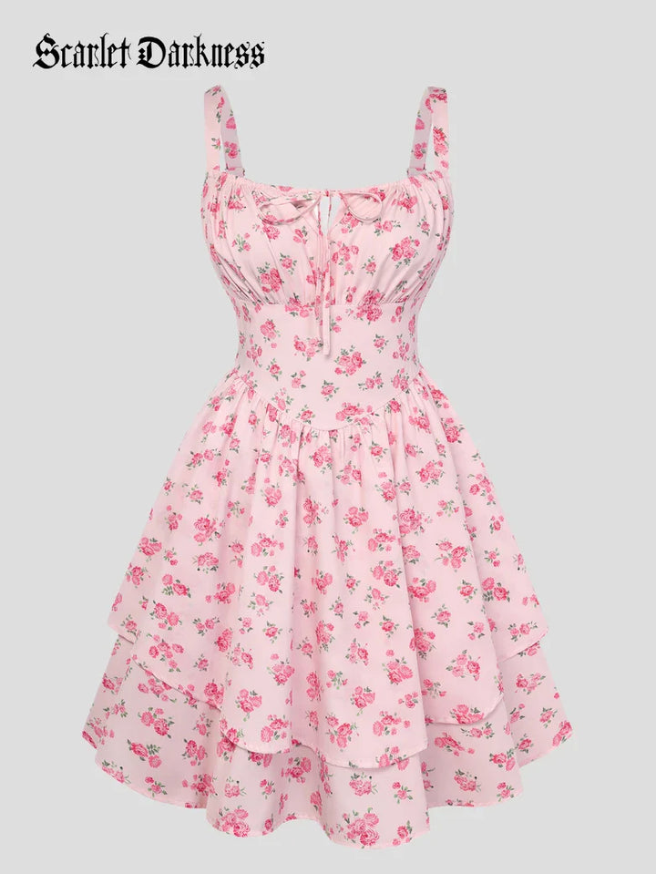 BERTHE™ - Summer Floral Puffy Corset Dress