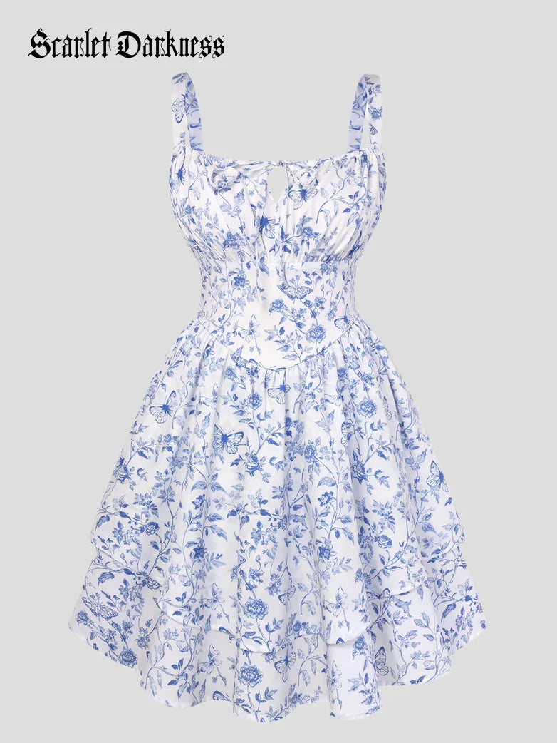 BERTHE™ - Summer Floral Puffy Corset Dress