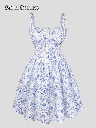 BERTHE™ - Summer Floral Puffy Corset Dress