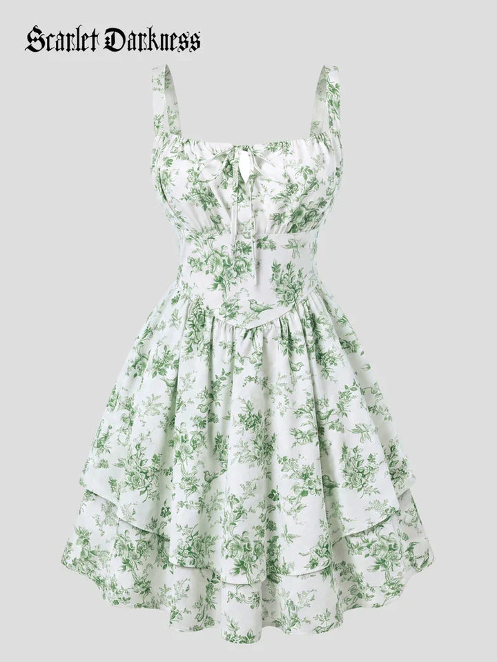 BERTHE™ - Summer Floral Puffy Corset Dress