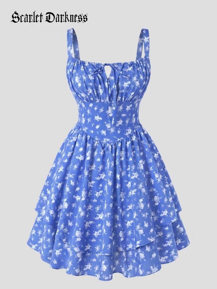 BERTHE™ - Summer Floral Puffy Corset Dress
