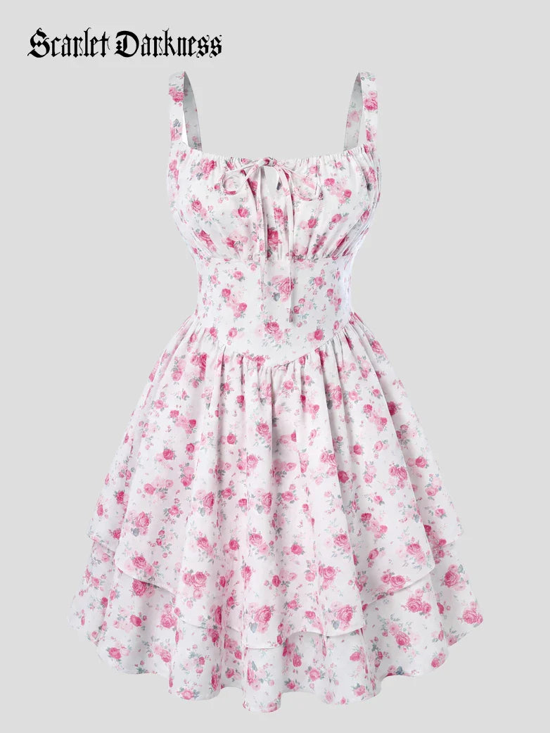 BERTHE™ - Summer Floral Puffy Corset Dress