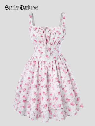 BERTHE™ - Summer Floral Puffy Corset Dress