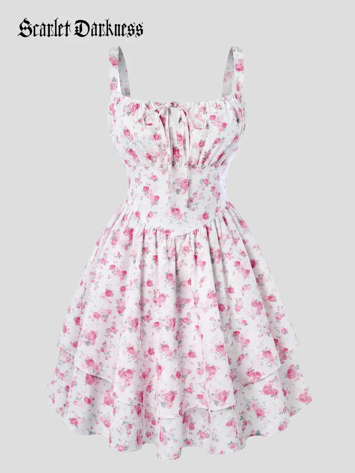 BERTHE™ - Summer Floral Puffy Corset Dress