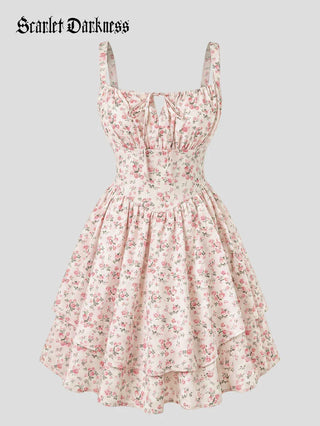 BERTHE™ - Summer Floral Puffy Corset Dress