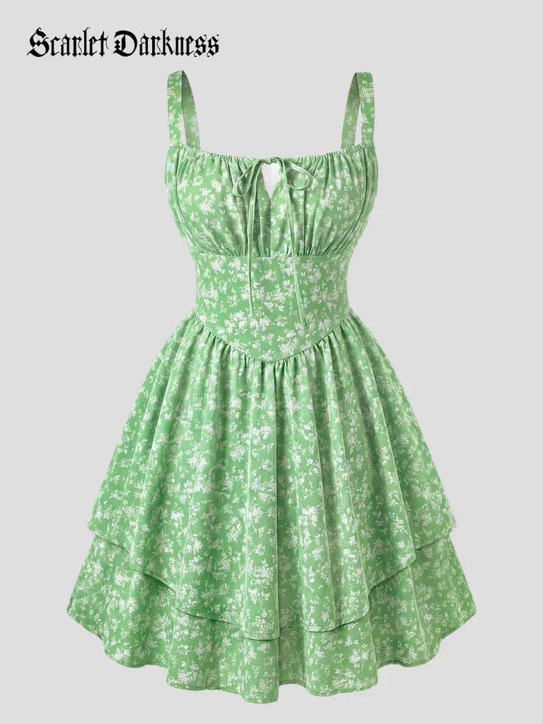 BERTHE™ - Summer Floral Puffy Corset Dress