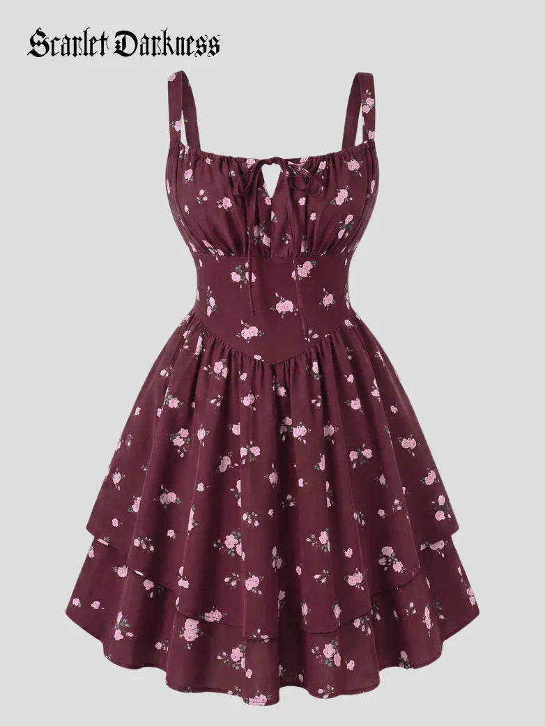 BERTHE™ - Summer Floral Puffy Corset Dress
