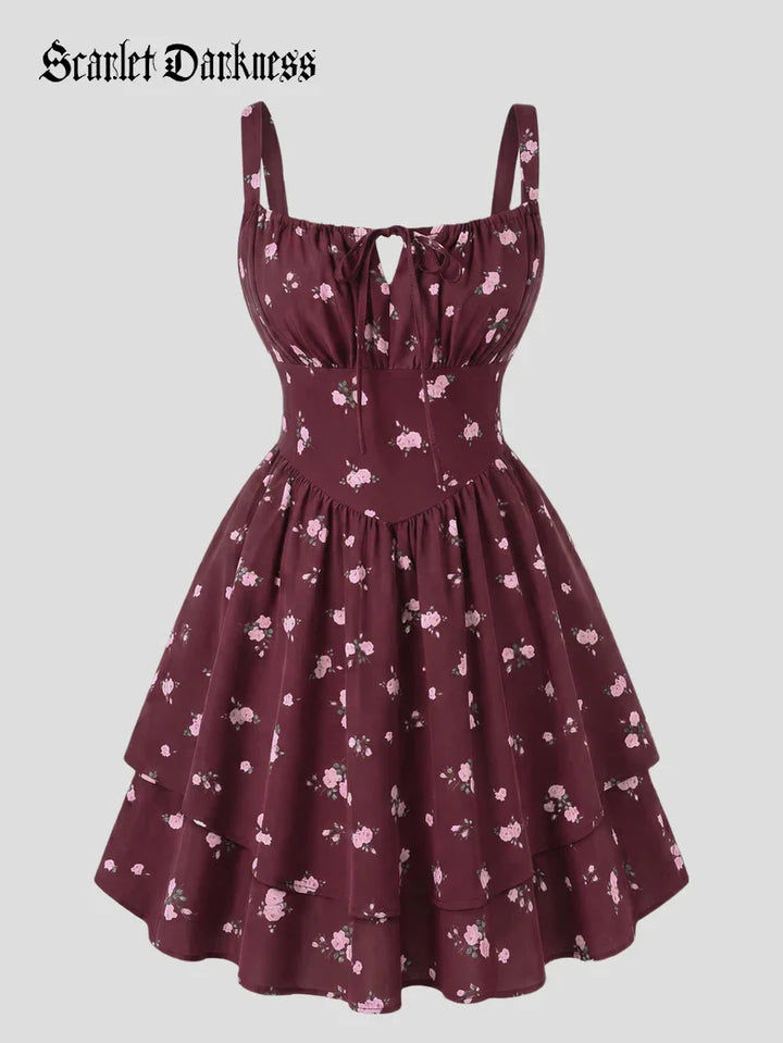 BERTHE™ - Summer Floral Puffy Corset Dress