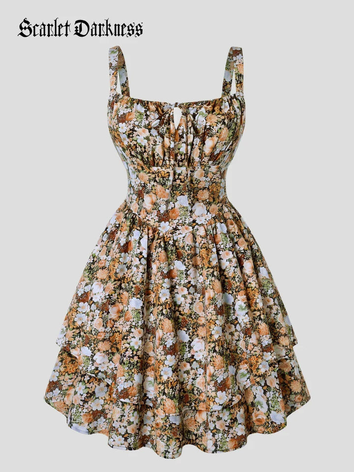 BERTHE™ - Summer Floral Puffy Corset Dress