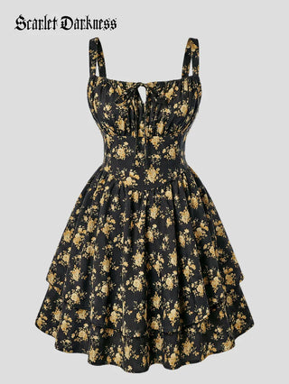 BERTHE™ - Summer Floral Puffy Corset Dress