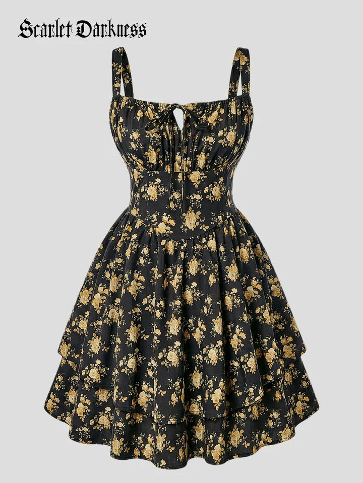 BERTHE™ - Summer Floral Puffy Corset Dress