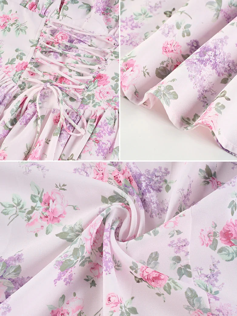 GENEVIEVE™ - Floral Chiffon Flared Sundress