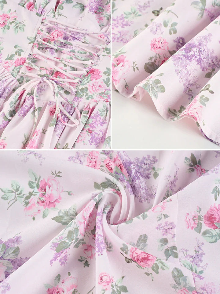 GENEVIEVE™ - Floral Chiffon Flared Sundress