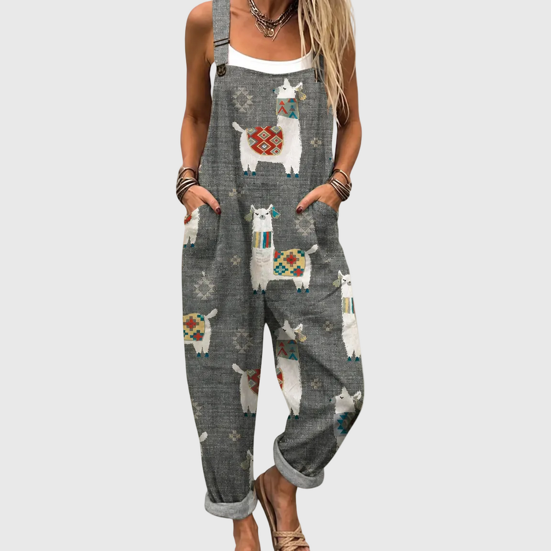VERONIQUE™ - Relaxed Soft Jumpsuit with Llama Print