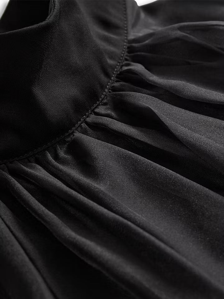 Elegant Black Chiffon High Neck Blouse