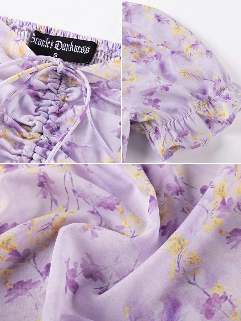 CONSTANCE™ - Off-Shoulder Double-Layer Floral Dress