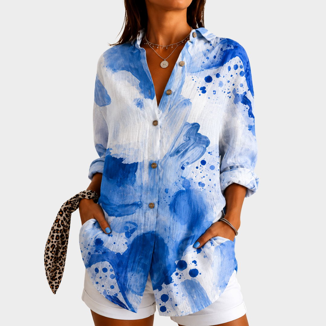 CORALIE | Coastal Watercolour Blouse