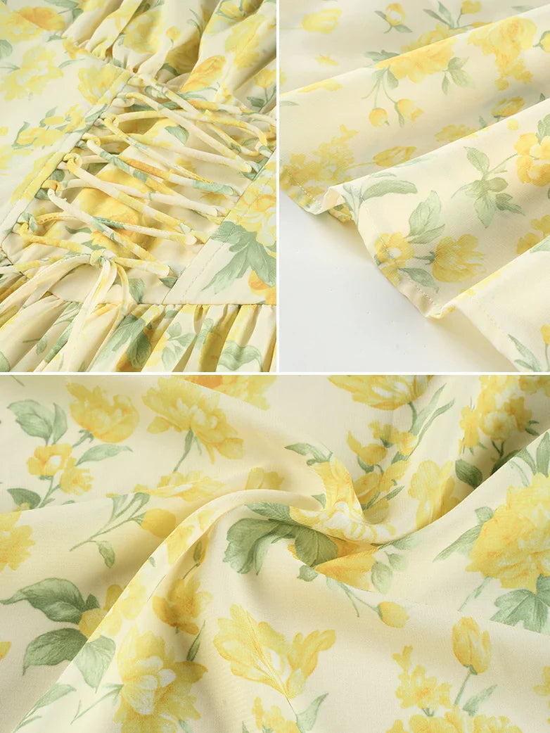 GENEVIEVE™ - Floral Chiffon Flared Sundress
