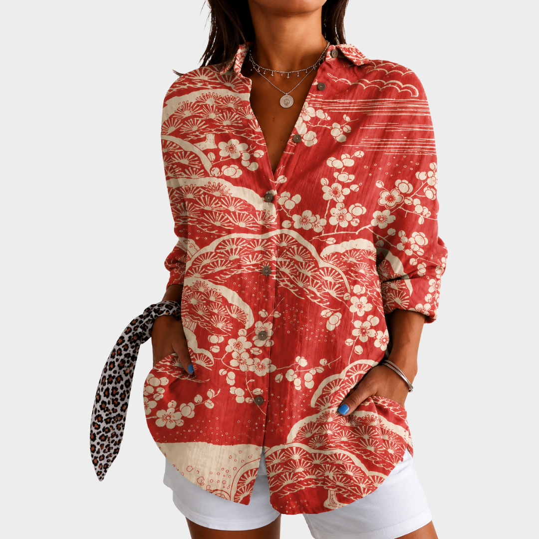 GISELA | Sunset Blossom Coastal Blouse