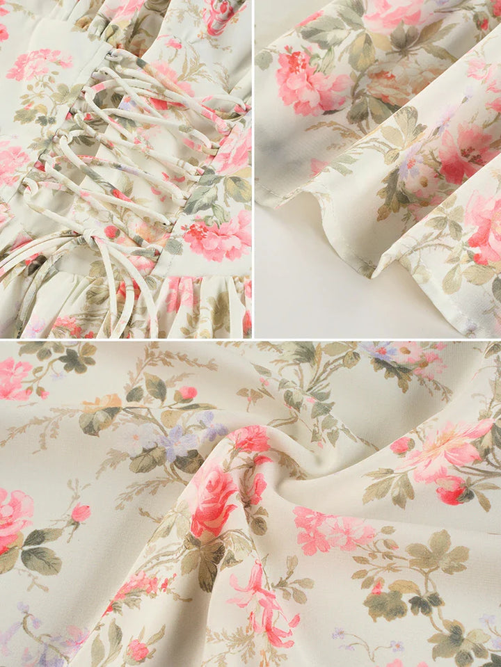 GENEVIEVE™ - Floral Chiffon Flared Sundress