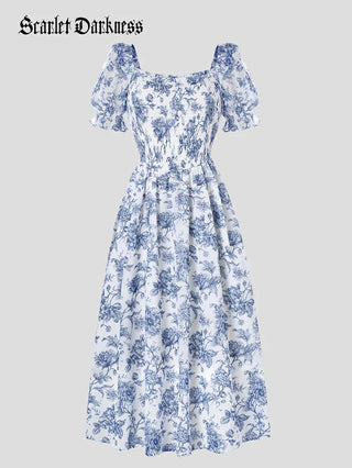 ARLETTE™ - Puff-Sleeve Chiffon Pocket Dress
