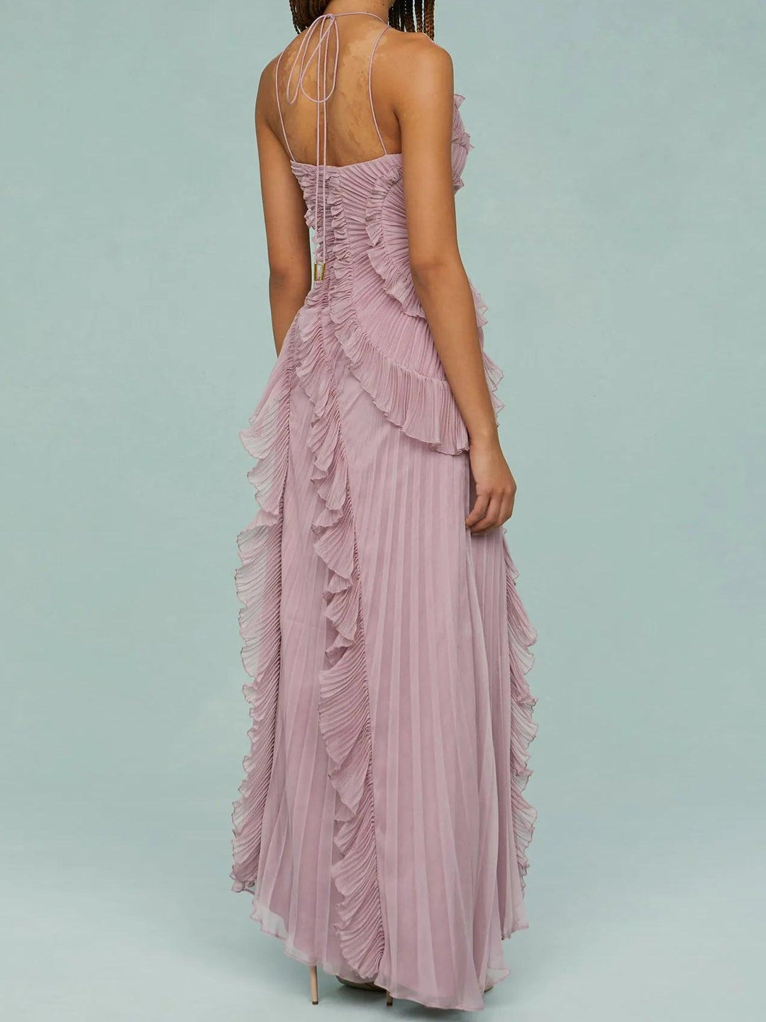 Theodolinda™ - Pleated Suspender Long Dress With Slits