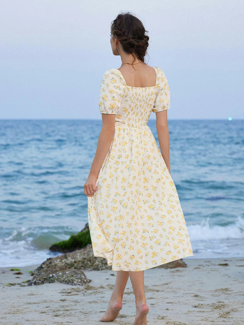 Victorian Spring Slit Party Sundress with Pockets