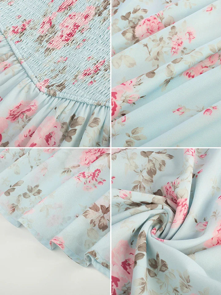 ARLETTE™ - Puff-Sleeve Chiffon Pocket Dress