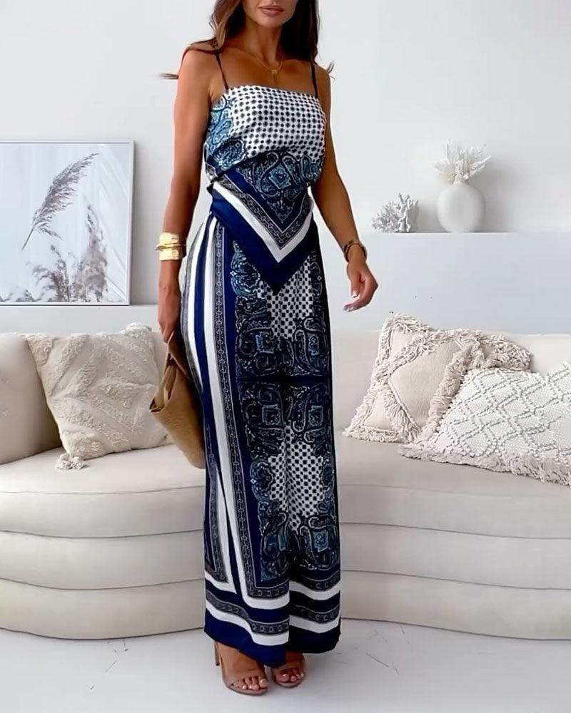 Ianthe™ - Vacation Ready Stylish Lace-Up Vest & Pants Two-Piece Set Dress