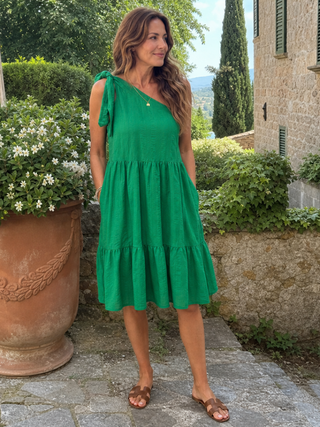 Elysia™ - One Shoulder Bow Detail Knee Length Dress