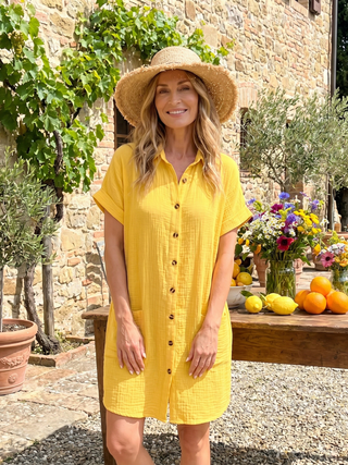 Emmeline™ - Short Sleeve Front Pockets Knee Length Dress