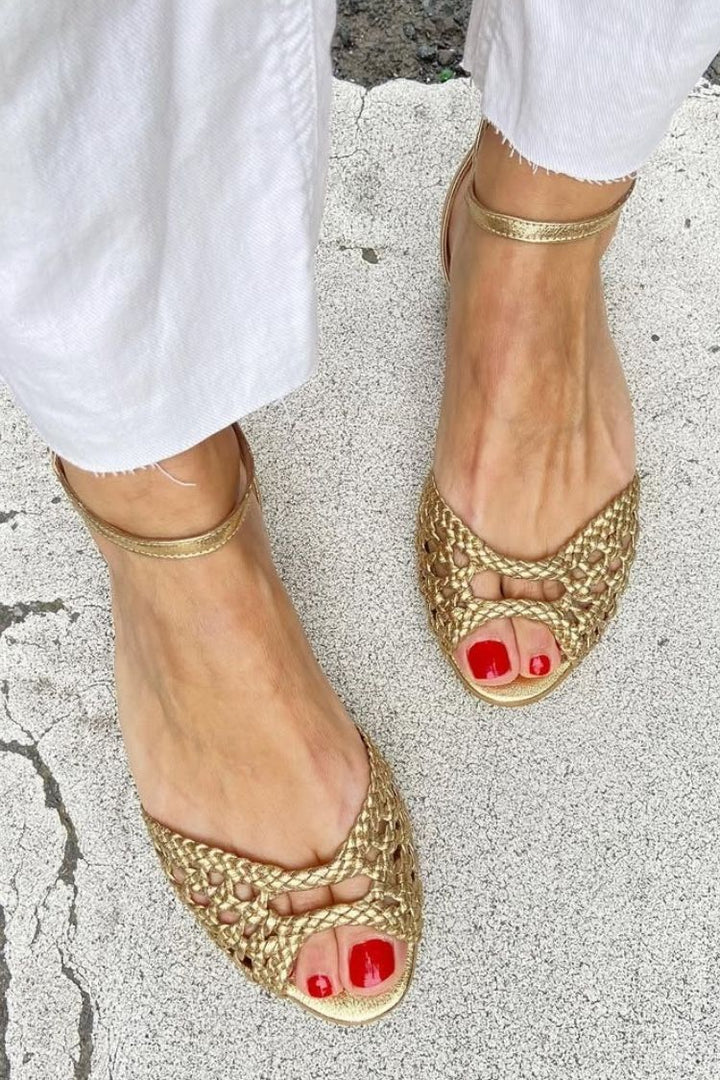 ISADORA™ - Woven Gold Statement Sandals