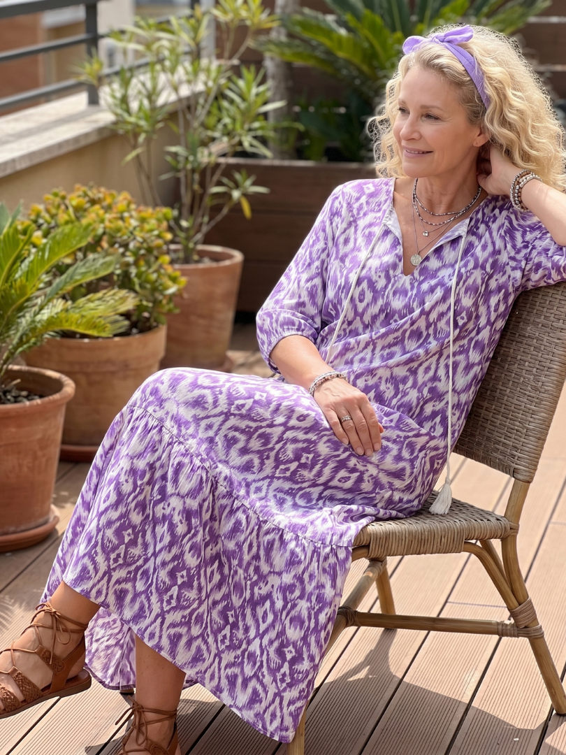EUDOXIE - Printed Tassel-Tie Midi Dress