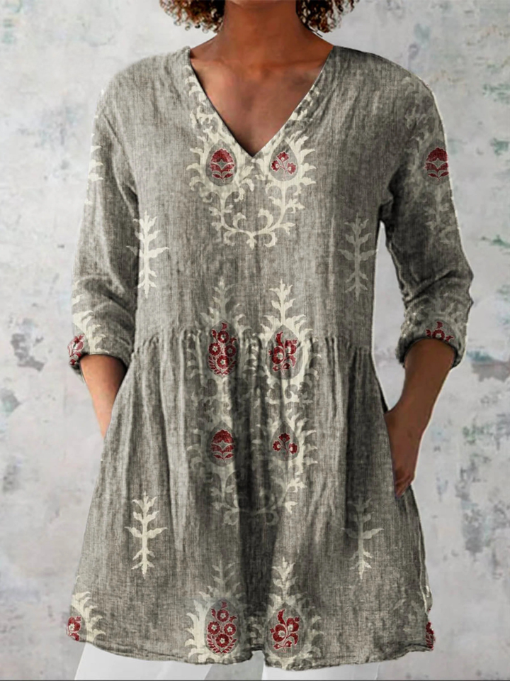 BRIGITTA™ - Long V-Neck Blouse