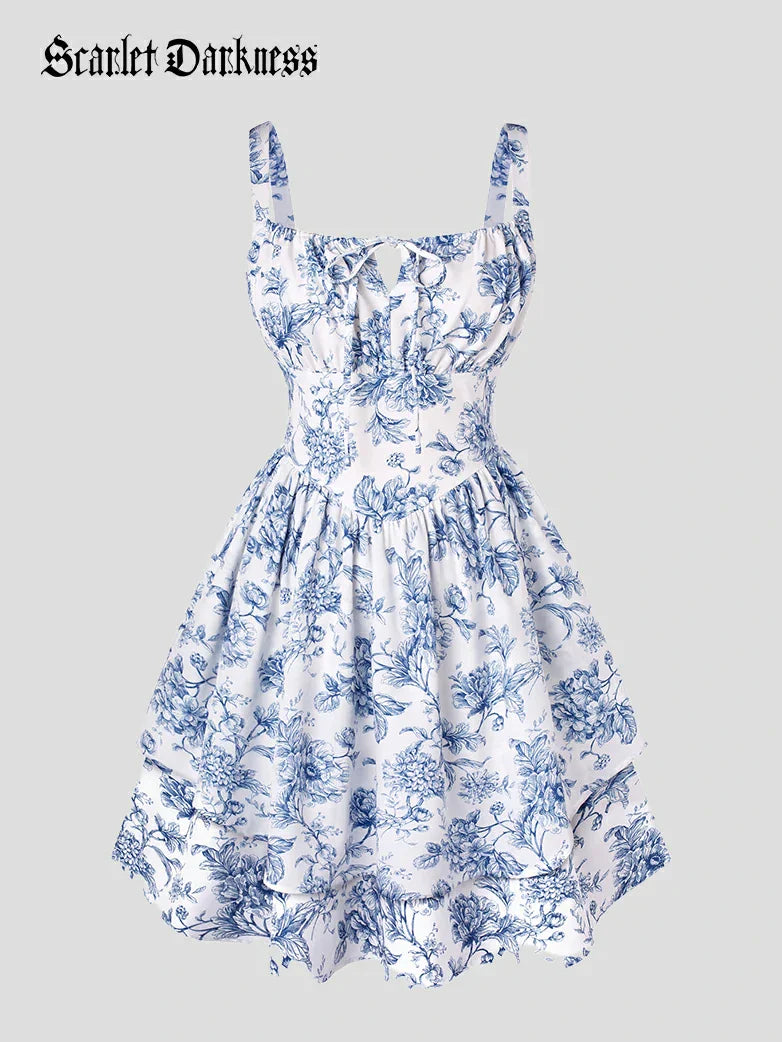 BERTHE™ - Summer Floral Puffy Corset Dress