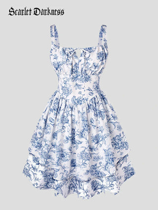 BERTHE™ - Summer Floral Puffy Corset Dress