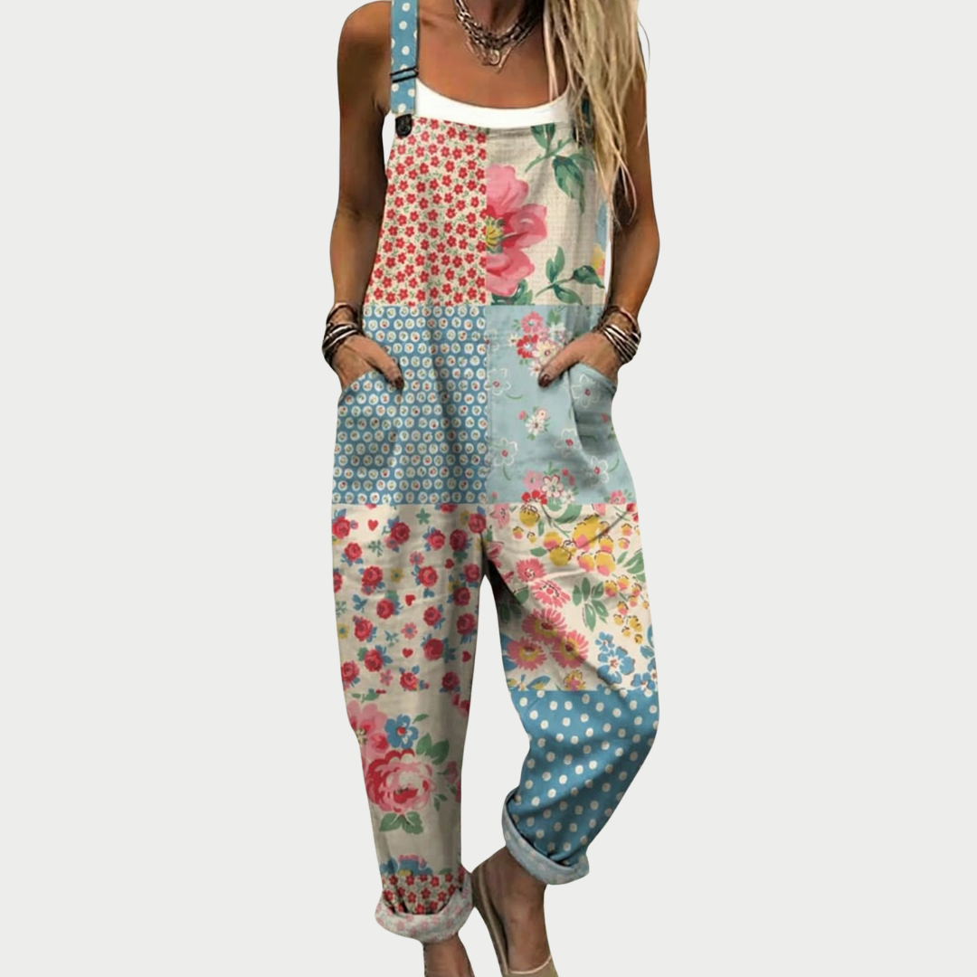 MYRINA - Rainbow Print Relaxed Overalls