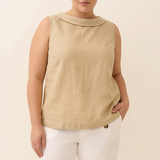 Genevieve | Sleeveless Roll Collar Top