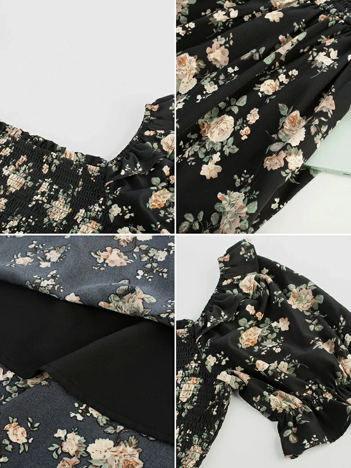 ARLETTE™ - Puff-Sleeve Chiffon Pocket Dress