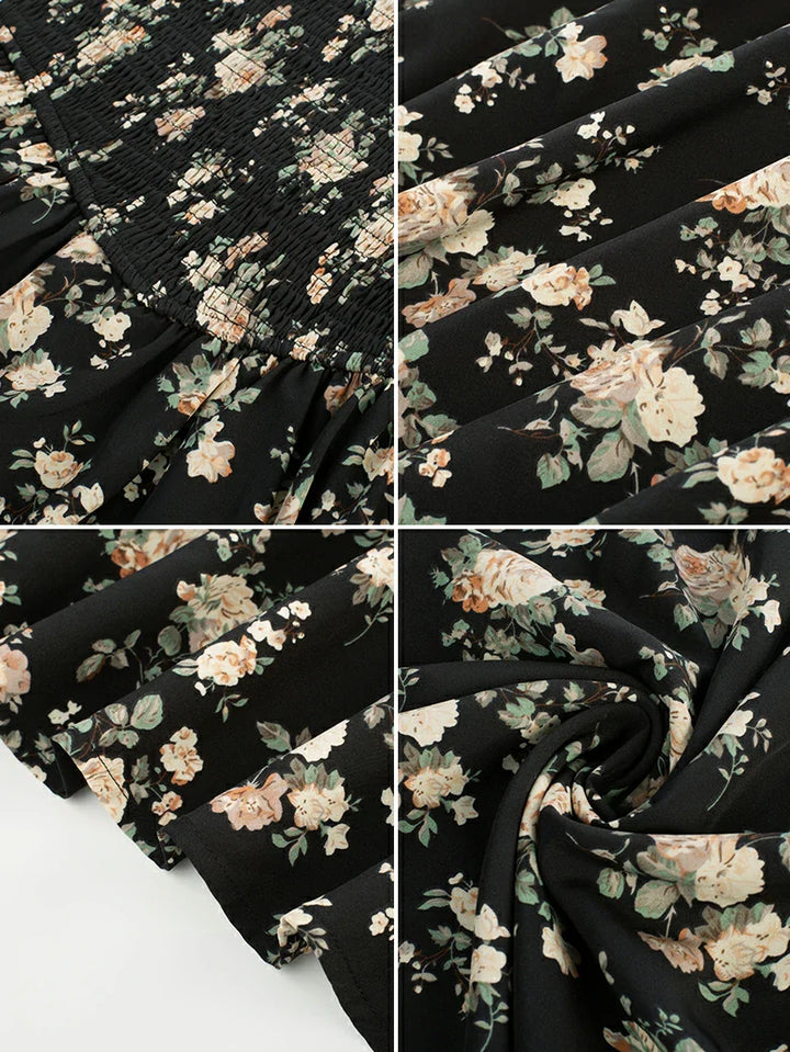 ARLETTE™ - Puff-Sleeve Chiffon Pocket Dress