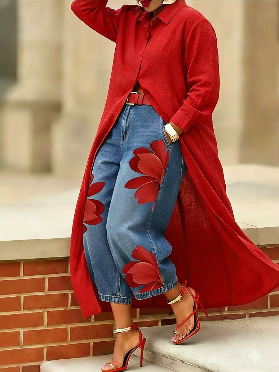 ROSALIE™ - Floral Print Wide-Leg Trousers